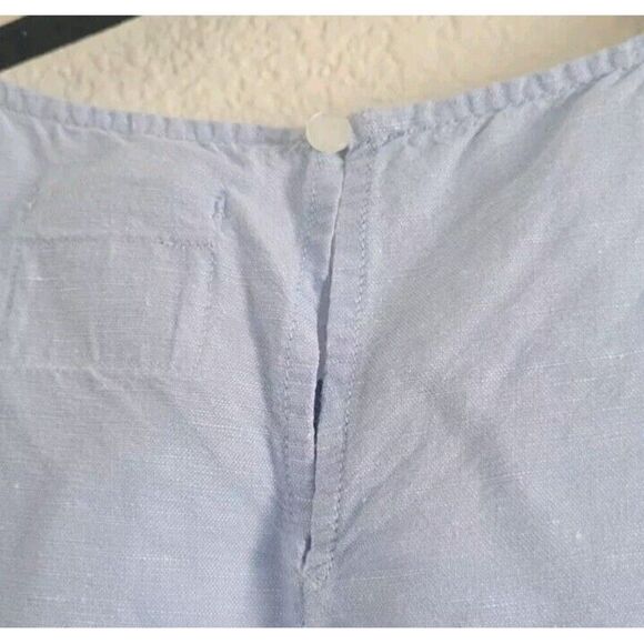 Global Work French Linen Blend Short Sleeve Blue Top Women's Size Medium - Picture 7 of 8